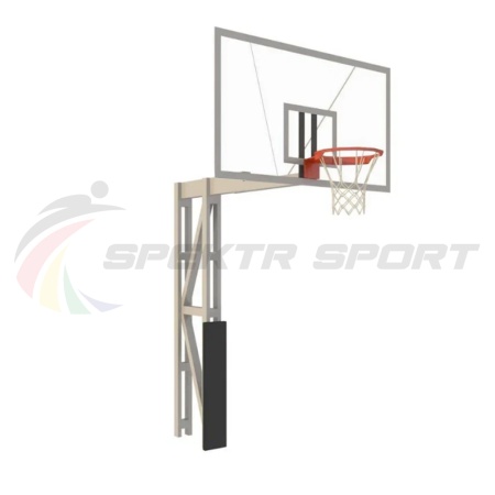 Купить Стойка баскетбольная уличная с защитой, щитом из оргстекла, аморт. кольцом и сеткой, вынос 225 см в Немане 