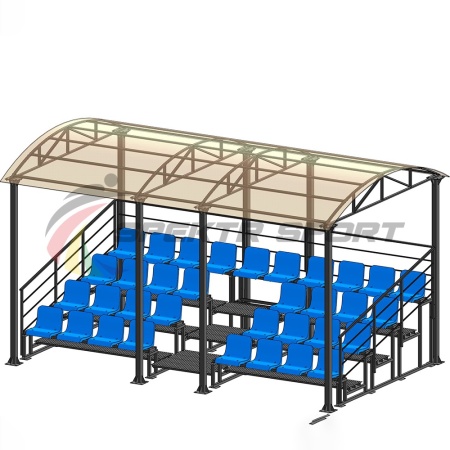Купить Трибуна для зрителей 4 ряда на 34 места с навесом и перилами в Немане 